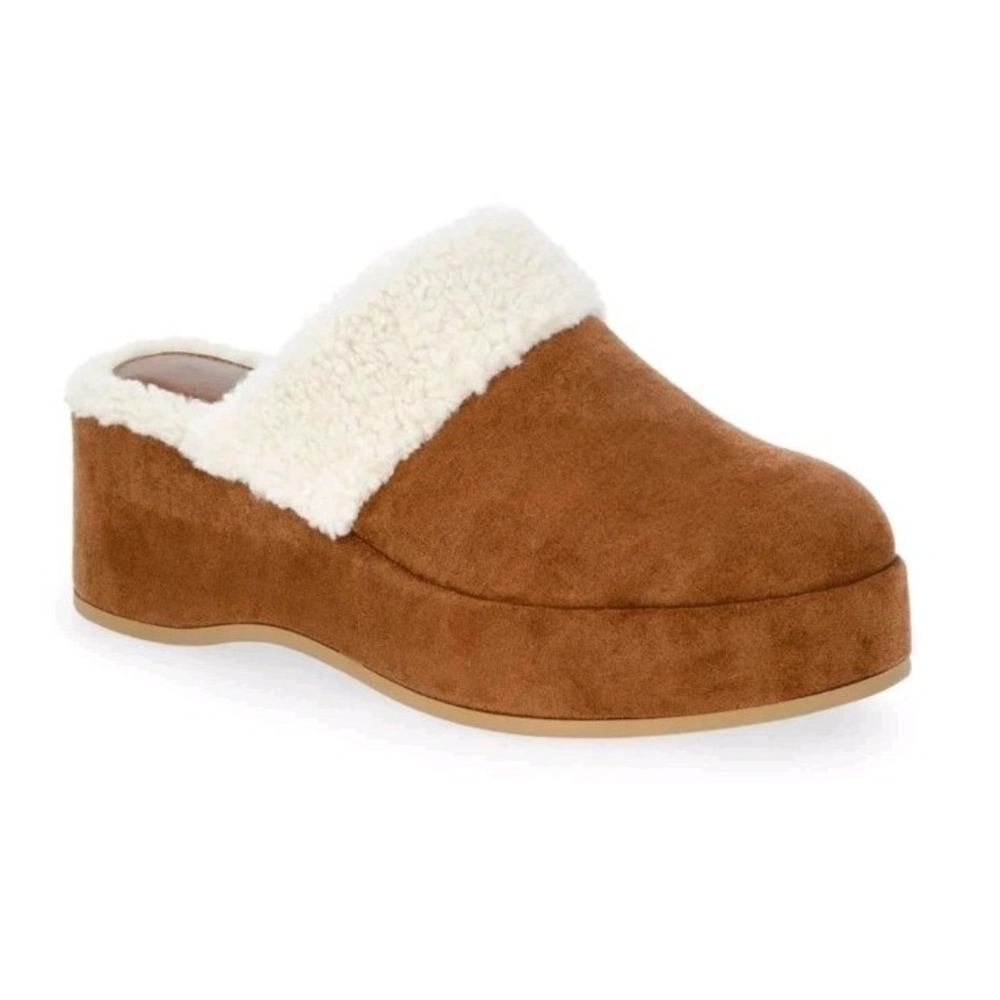 Coquette Cozy Girl Sherpa Clog Mules Platform Slippers Winter Chic NWT size 11